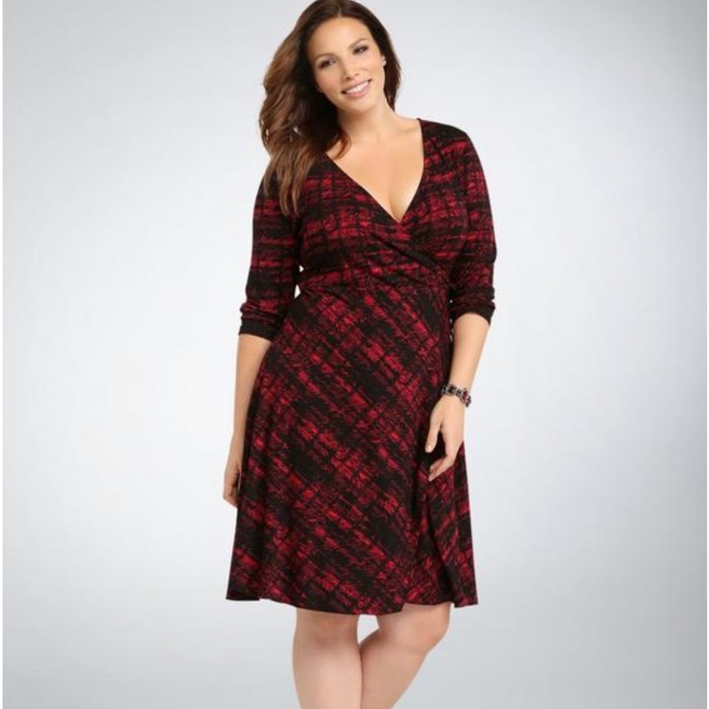 Torrid Abstract Plaid Wrap Stretch Jersey Dress